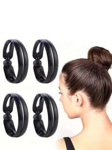 1pc/2pcs/4pcs/8pcs Magic Hair Scrunchie Bun Maker, Easy DIY Hair Accessory For Fashionable Bun And Ponytail Hairstyles - Black - View 9