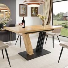 Dining Table Telescopic Table (120-160*75cm), Extendable Table, Extendable To 120-160cm With Aid Of Internal Insert Panels, Kitchen And Living Room, Dining Table With Black Marble Pattern - Multicolor + MDF - View 4