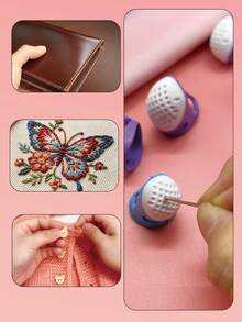 2pcs Soft Silicone Sewing Thimbles, Breathable Finger Protection Design, Elastic Fit For Different Finger Sizes, Suitable For Needlework, Embroidery, Cross Stitch, Patchwork, Mending And Other Home DIY Sewing - Silicone Thimble - View 3