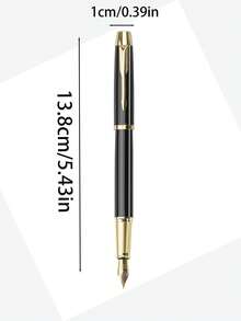 Premium Metal Fountain Pen, + 50 Ink Refills (51 Pieces Total), Classic Black & Gold Signature Style, Smooth Writing Business Gift Pen, Suitable For Daily Office Use - A - View 3