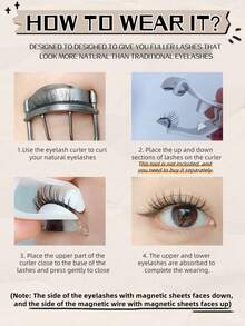 1 Pair Magnetic False Eyelashes, Half-Length, No Glue Needed, Short Magnetic False Eyelashes, Natural Cat Eye Effect, Reusable, No Glue Needed, Suitable For Eyelash Extensions, Suitable For People With Heavy Eye Bags, Beauty Bloggers, Great Gift - Black - View 4