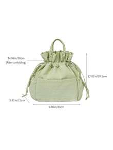 1pc Portable Insulated Lunch Box Bag, Drawstring Nylon Waterproof Lining With Thermal Layer, Large Capacity Handheld Bento Bag, Perfect For Work, School, Outdoor Picnic And Daily Use - Multicolor - View 9