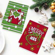 The Grinch 2pcs/Set Christmas Cartoon Kitchen Towels, New Year Print Table Cloth, Dish Towels, Hand Towels, Cleaning Rags, Christmas Party Gifts - Multicolor - View 10