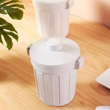 Cute Mini Desktop Trash Can With Cover, Small Round Countertop Garbage Bin, Space‑Saving Waste Basket For Bedroom Office Desk Dormitory - View 8