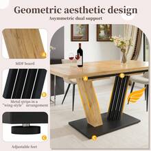 Dining Table Telescopic Table (120-160*75cm), Extendable Table, Extendable To 120-160cm With Aid Of Internal Insert Panels, Kitchen And Living Room, Dining Table With Black Marble Pattern - Multicolor + MDF - View 9