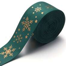 5 Yards 2.5cm Gold Foil Polyester Green Red Christmas Satin Ribbon Bows, Christmas Snowflake Christmas Tree Snowman Print Ribbon Webbing For DIY Christmas Party Decoration Gift Wrapping Bows Crafts - Christmas Collection - View 12