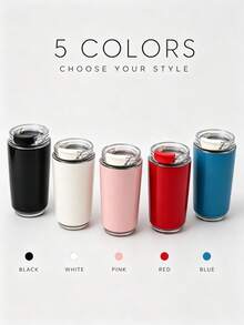 Upgraded Portable Coffee Cup, Minimalist Highly Attractive Stainless Steel Water Cup, Dust-Proof And Anti-Slip Cup Bottom, Portable For Home, Office, And Commuting, Large Capacity Textured Cup Body, Suitable For Afternoon Tea And Daily Drinking, Perfect Gift For Christmas And Other Holidays - Multicolor - View 4