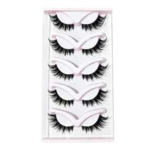 5 Pairs 5-12mm Natural Cross Minimalist Transparent Stem False Eyelashes, Suitable For Party, Holiday - Black - View 6