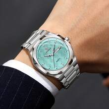 Fashionable Men's Luminous Waterproof Dual-Calendar Stainless Steel Quartz Watch, Luxurious Business Watch, Birthday, Halloween And Christmas Gift - Multicolor - View 3