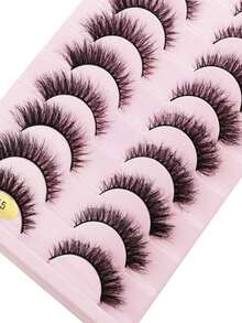 7 Pairs Natural False Eyelashes Long Wear 3D Dense Curly Faux Mink Eyelash Extensions Natural Style Faux Mink Eyelashes Beauty Suitable - Black - View 3