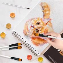 12pcs Professional Beige Bristle Paint Brush Set, Nylon Bristles, Perfect For Acrylic, Watercolor And Oil Painting, Suitable For Beginners And Experienced Artists - Sets - View 7