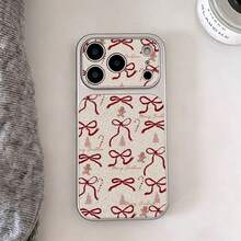 1pc TPU Material Christmas Gingerbread Man Bow Pattern Phone Case Suitable For Apple 17promax/17/16promax/15/13/12/11 Large Window Skin Full Coverage Anti-Drop Soft Shell Phone Protective Cover - Silver - View 2