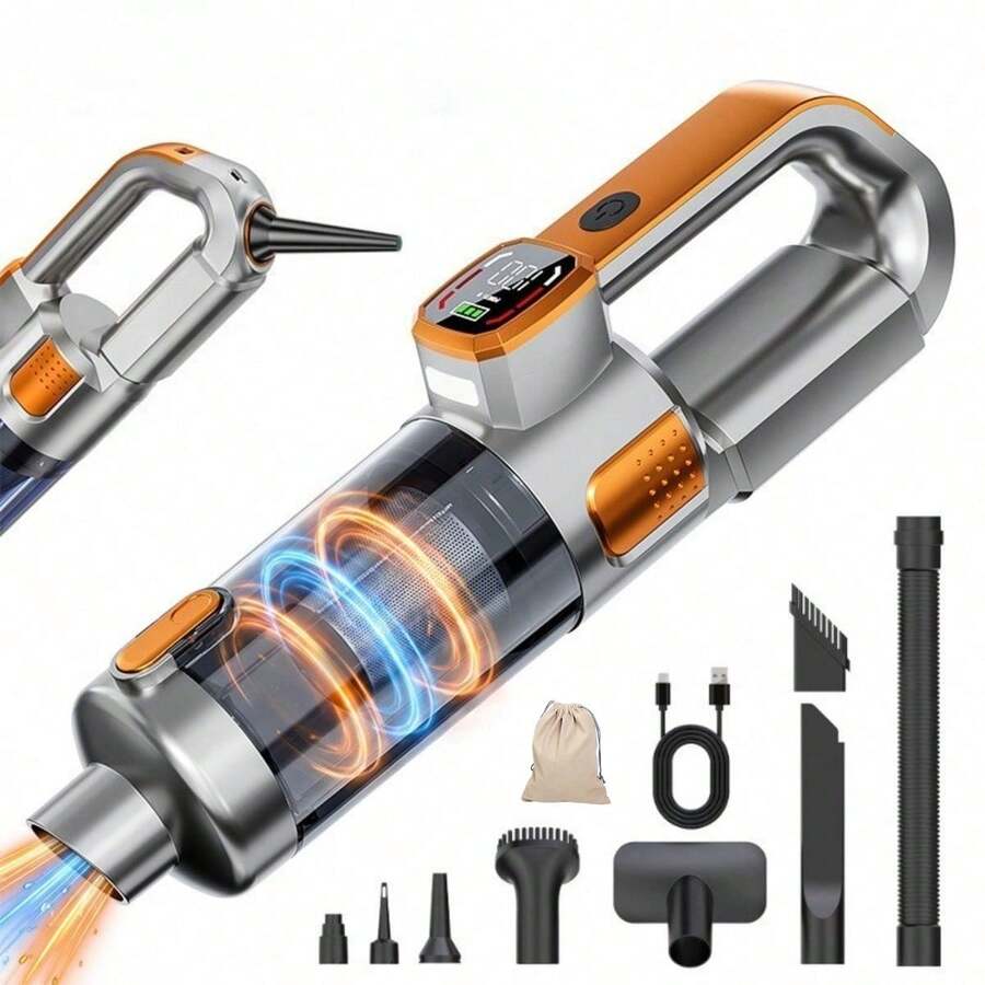 Wireless Car Vacuum Cleaner With LED Light, Powerful Suction 2-In-1 Handheld Vacuum, Portable Rechargeable Handheld Vacuum, Suitable For Car, Home, Office, Pet Hair And Dust, 11.1V 2000mAh