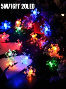 1PC Solar String Light,20/50/100LED Christmas Light,8 Lighting Modes,Outdoor Waterproof Fairy Light,Solar Snowflake Light String,Garden,Courtyards,Houses,Christmas Trees,Weddings,Camping,Holiday Parties,Pavilions,Fences,Balconies,Christmas Decoration - Solar Powered Snowflake String Lamp - View 12