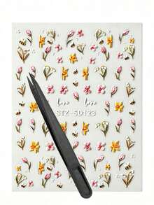 1 Set Adesivos, Scrapbook Supplies, Mixed Pattern Decor Stickers, Floral, Marine And Fruit Motif Decals, Self Adhesive Ornament Stickers For Nail, Phone, Gadget Surface Decoration - STZ-5D120121122 123 - View 10