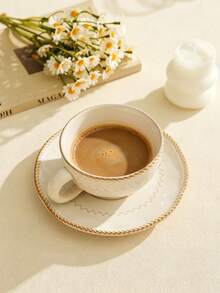 1 Set 230ML Ceramic Coffee Cup & Saucer Set, Includes Home Drinking Cup, Afternoon Tea Cup, Ideal Gift For Any Occasion - Multicolor - View 2