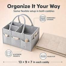 2 Pack Organizer Caddy Popok Bayi - Perlengkapan Esensial Bayi Baru Lahir untuk Daftar Kado Bayi - Wadah Penyimpanan Kamar Bayi Kokoh & Caddy Mobil Portabel untuk Popok dan Tisu Basah - MultiWarna - View 4