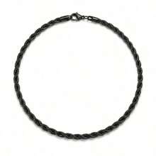 Unisex Black Twisted Rope Chain Necklace, Gift For Friends - Black - View 6