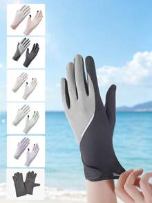 1 Pair Women's Ice Silk UV Protection Gloves, Anti-Slip, Touchscreen Compatible, Thin Summer Style For Driving, Cycling And Electric Scooter - A - View 12