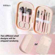 8pcs Pink/Blue/Green Color Family Nail Clipper Set, Nail Manicure Tools Kit, Nail Scissors Set, Beauty Care Set - Baby Pink - View 7