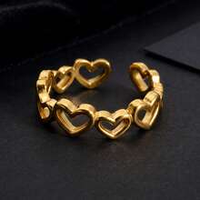 1pc Elegant 18K Gold Plated Asymmetrical Heart Shaped Ring, Suitable For Daily Wear And Parties, Adorable Jewelry - Gold 2 - View 2