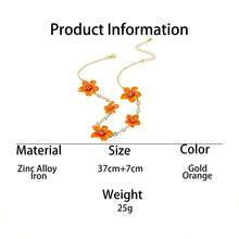 1pc Summer Vacation Style Elegant Bright Handmade Drip Oil Sparkling Orange Enamel Plumeria Necklace For Women - Orange - View 5