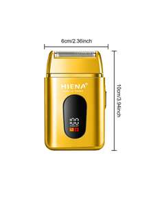 HIENA Portable Electric Shaver For Men, Reciprocating Foil Razor With Digital Power Display, USB Rechargeable Cordless Beard Trimmer, Mini Pocket Travel Shaver, Men Grooming Tool, Ideal Gift For Him - Gold - View 4