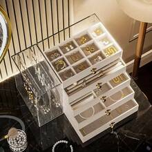 1pc Multi-Functional Transparent Desktop Large Capacity Drawer Jewelry Box, Bracelet And Bangle Storage Box, Multi-Layer Divided Watch Storage Box, Ring Box, Earring Storage Box, Necklace Rack, Stud Earring Storage Box, Jewelry Storage Box, Stackable Drawer Jewelry Storage Box, Multi-Purpose Drawer Jewelry Box, Jewelry Storage And Organizer Box - Multicolor - View 15
