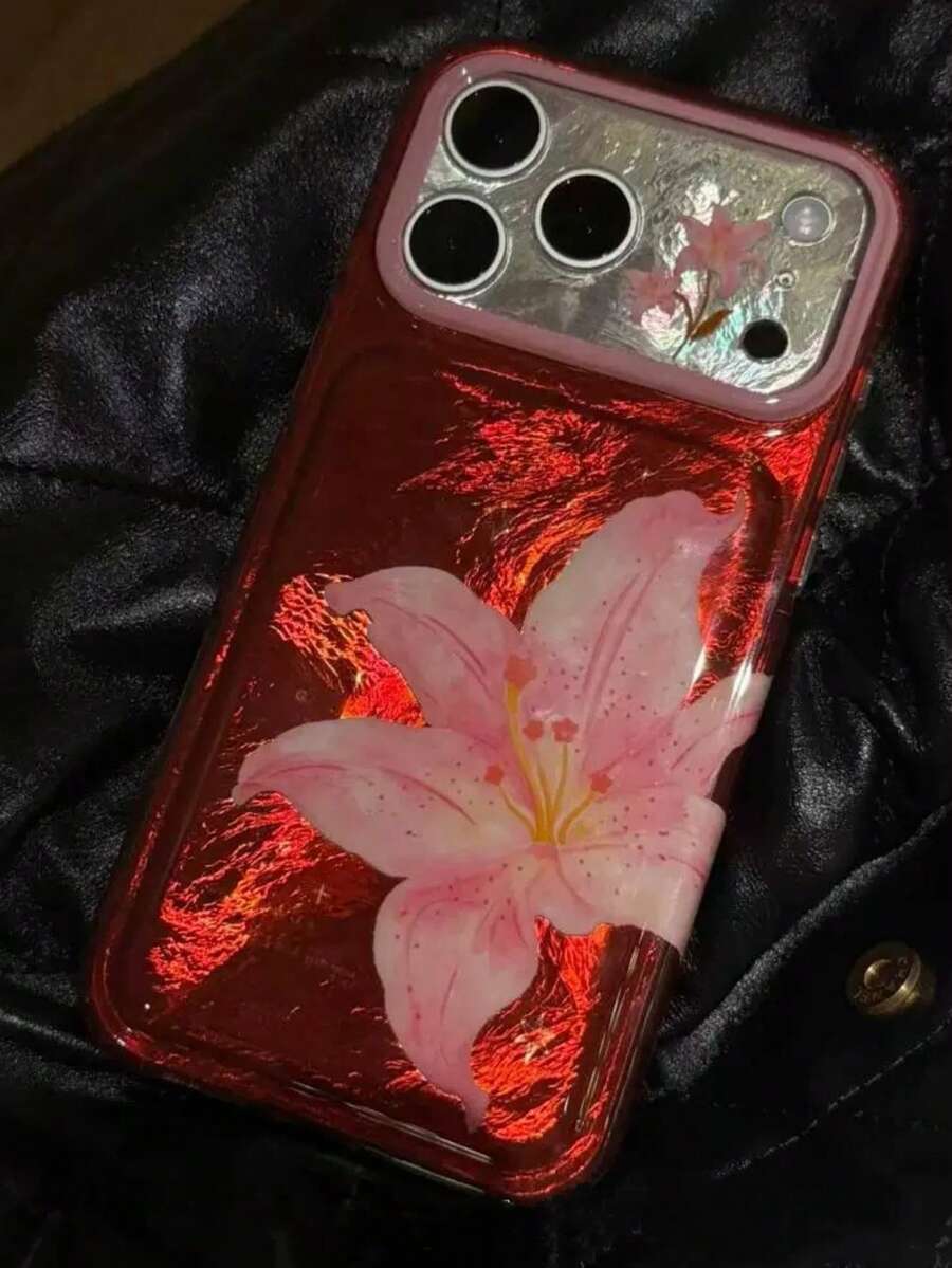 Red Background Star Pink Cute Phone Case Compatible With Iphone 17 Pro Max, 17 New, 16 Pro Max, 15 Pro, 16 Pro, 15 Pro Max, Anti-Drop Full Coverage Protective Cover - Red - View 1