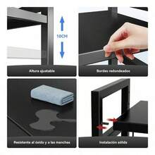 Estante Extensible de 3 Niveles para Microondas y Horno, Organizador de Cocina Ajustable y Resistente, Diseño Ahorrador de Espacio para Electrodomésticos, Utensilios y Accesorios, Práctico y Funcional - Negro - Ver 7