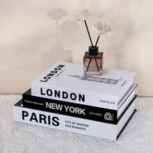 3pcs Decorative Books Set, Large, Medium, Small, Paper Realistic Fake Books, Stackable Faux Books, Desktop Fashion Decor, Home Room Aesthetic Decoration Ornament - Multi-color - View 11