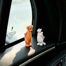 2pcs Creative Cute Cat & Dog Couple Gift, Car Dashboard & Desktop Ornament, DIY Car Interior, Office Desk & Computer Screen Decor Accessory, Holiday Couple Gift - Cat and Dog Couple - View 3