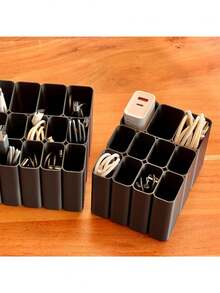 11/22 Compartment Heavy Duty USB Cable Organizer Box/Tray, Desktop Cable Storage Box, Plastic Material, Essential Electronic Accessories Storage, Suitable For Home And Office Desktop Drawer Cable Organizer, Practical Home Storage Tool, Halloween, Graduation Season, Christmas, The Best Cable Organizer Box/Tray Gift - Multicolor - View 6