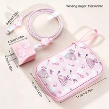 6pcs Cute Cat Paw Charger Data Cable Protection Set With Cartoon Print EVA Hard Shell Storage Bag, Laser Spiral Data Cable Anti-Break Protection Rope, Creative Girly Style Charging Head Protective Case, Portable Digital Accessories Storage Box, Compatible With Apple 18/20W Fast Charging Protection Storage, Shockproof And Anti-Drop, Highly Attractive Data Cable Protection Combination For Gift And Personal Use - Multicolor - View 8