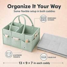 2 Pack Organizer Caddy Popok Bayi - Perlengkapan Esensial Bayi Baru Lahir untuk Daftar Kado Bayi - Wadah Penyimpanan Kamar Bayi Kokoh & Caddy Mobil Portabel untuk Popok dan Tisu Basah - MultiWarna - View 10