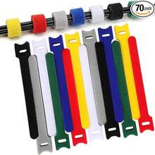 50/70/100pcs Reusable Adjustable Cable Ties, Cable Management Organizer, Cable Straps, Fastening Straps With Hooks And Rings, Multi-Purpose Adjustable Cable Organizer Straps, Hook And Loop Straps, Wrap And Hook And Loop Straps, Suitable For Computer, Gaming, Wires, Data Cables, Desk, Home Office, Cable Storage And Gardening Ties Essential - T-type Cable Tie - View 2