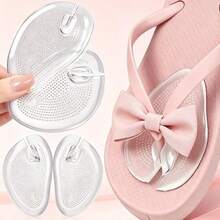 2pcs Soft Gel Toe Pads, Anti-Slip Designed To Protect Toes, Comfortable For Flip-Flops, Providing Foot Grip To Prevent Slipping, Cushioned And Durable, Reducing Friction, Washable And Reusable. Suitable For Flip-Flops, Slippers, Sandals And More. Essential For Outdoor Travel And Vacation. - Clear - View 1