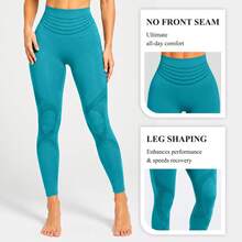 3D Body Sculpt 2.0 Compression Leggings, No Front Seam, Smooth Front - 2.0 Compression Green - View 3