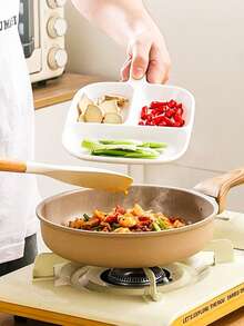 3-Compartment Prep Tray With Hanging Hole, Kitchen Onion Ginger Garlic Ingredient Divider Dish, Wall-Mountable Spill-Proof Condiment Tray, Hot Pot Prep Divided Plate - Multicolor - View 4