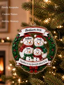1pc Custom Name Snowman Family Ornament, Personalized Wreath 2D Acrylic Ornament 2026, Together Favorite Place Family Gift,Snowman Family Gift,Personalized Gift,Christmas Gift - Multicolor - View 7