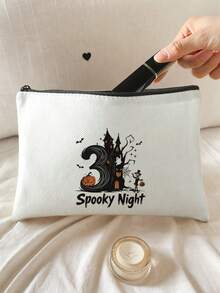 1pc, Makeup Bag, Multi-Scenario Universal, Extra Large Capacity, Ultra Lightweight And Portable, Versatile And Practical, Halloween Pattern Printed Toiletry Bag, Cosmetic Bag, Large Capacity Toiletry Bag, For Lipstick, Brushes, Skincare, Phone, Coins, Small Items, For Home, Gifts, Vacation And Holiday Multi-Functional Use, Teenager Toiletry Storage Bag - Multicolor - View 10