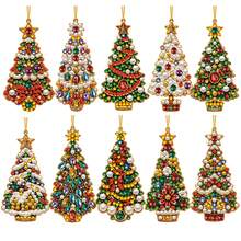 10 Pcs/Set 5D DIY Diamond Painting Christmas Decoration Set - Christmas Ornaments, Featuring A Christmas Tree Pattern, Suitable For Holiday Decoration And Handicraft Making, Christmas Decorations, Christmas Handicrafts - Christmas Tree - View 1
