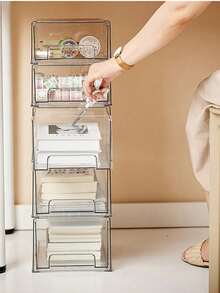 Transparent Large Capacity Desktop Drawer Storage Box, Drawer-Style Storage, Suitable For Cosmetics And Masks, Suitable For Living Room, Dining Room, Kitchen, Bedroom, Suitable For Holiday Celebrations, Easter, Thanksgiving, Back To School Gifts, Halloween Gifts - Clear - View 3