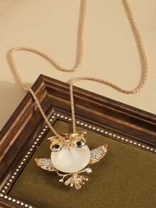 1pc Designer Versatile Cute Cartoon Owl Pendant Necklace - Multicolor - View 4
