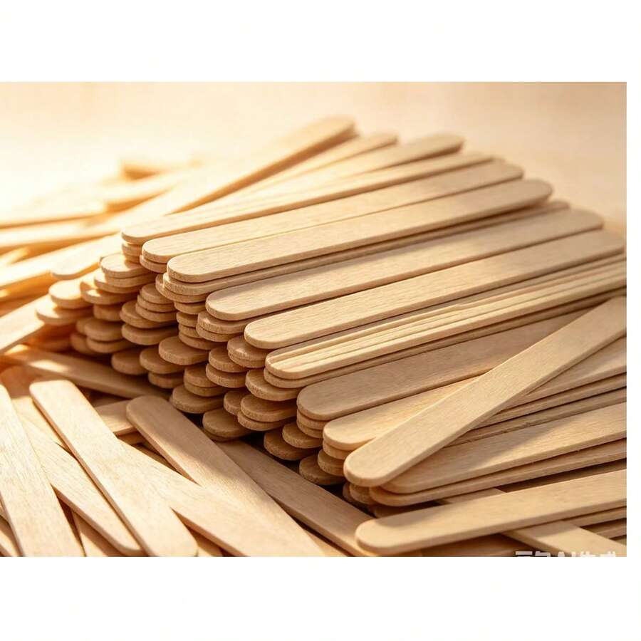 50/100/150/200/300pcs Disposable Wooden Popsicle Sticks, Wax Sticks, Popsicle Molds, Coffee Stirrers, Lollipop Sticks, Popsicle Accessories, Baking Supplies, Handmade Crafts, Toy Making, Dessert Scrapers, Summer Essentials, Kitchen Tools, Bakery Supplies - Multicolor - View 1