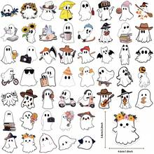 50pcs Halloween Little Ghost Doodle Stickers - Material Scrapbook Waterproof Skateboard Guitar Water Cup Notebook Adhesive Decals - A - View 3
