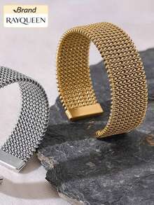 RAYQUEEN Gelang Bangle Wanita Stainless Steel Tahan Air 23mm dengan Bukaan Lebar, Perhiasan Berkualitas Tinggi dengan Tekstur yang Menarik Perhatian. - gelang - View 3