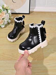 1 Pair Girls' Autumn/Winter Non-Slip Warm Chelsea Boots - Black - View 1
