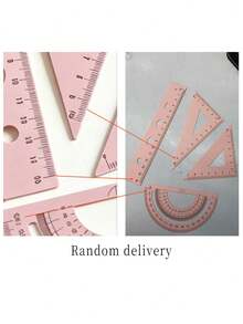 Multifunctional Geometric Ruler Set (Includes Protractor, Triangle Ruler, Straight Ruler), Protractor Triangle Ruler Straight Ruler Handicraft Measurement Drawing Tool With Storage Box, 4 Colors Available (Pink, Mint Green, Light Blue, Lavender Purple). Suitable For School Learning, Engineering Design And Woodworking Drawing And Other Multiple Scenarios, High-Quality Drawing Tool. - Multicolor - View 11