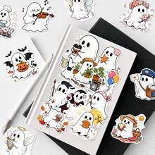 50Pcs Cute Ghost Sticker Pack, Halloween Spooky Cartoon Ghost Vinyl Decals, Back To School Kawaii Ghost Stickers For Journal Notebook DIY Crafts - Multicolor - View 4